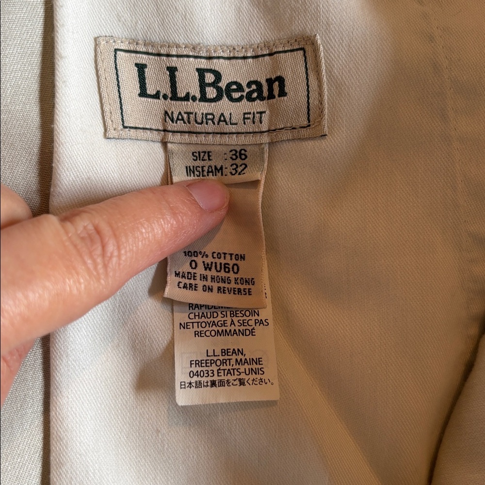 LL Bean Natural Fit 100% cotton flat front khakis in size 36, inseam 32 - Picture 10 of 15